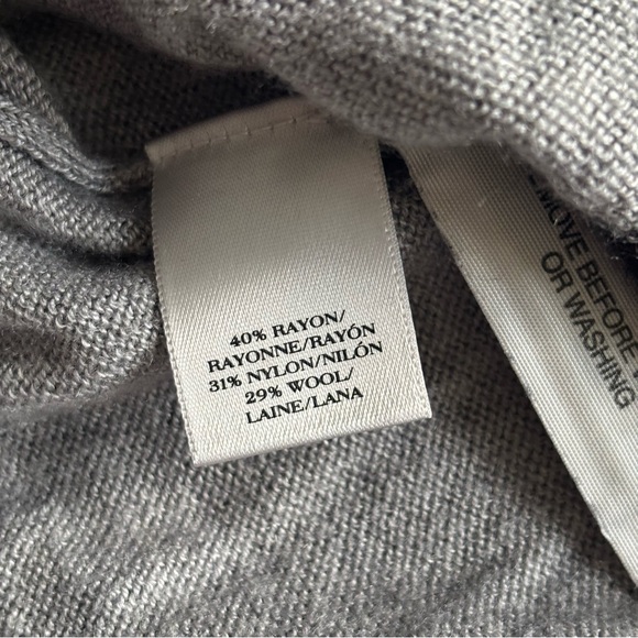 Ann Taylor Black & Grey Striped Cowl Neck Wool Sweater - Picture 10 of 13